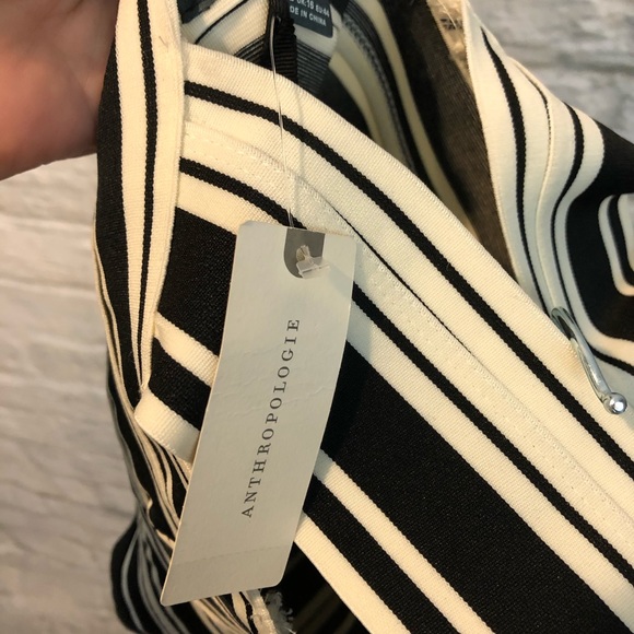 NWT Anthro Maeve Crosswise Flare Black & White Dress US 12 - Picture 16 of 16